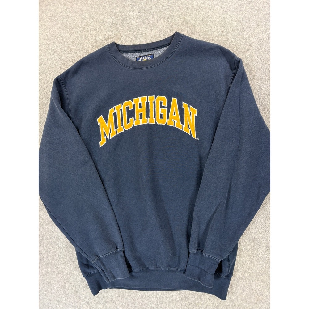 Michigan Wolverines Stitched Logo Campus Crew Sweatshirt (Men's XL) Blue